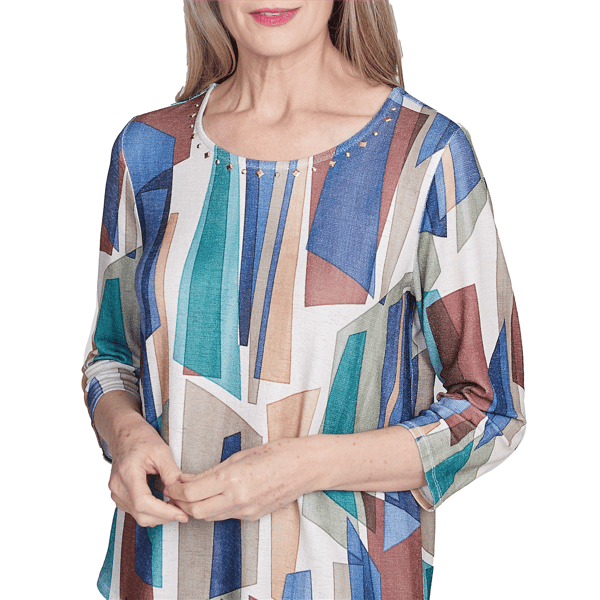 Womens Alfred Dunner Summer Solstice Stained Glass Blouse