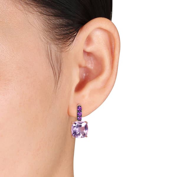 Sophia B 15 3/4ctw. Rose de France Amethyst Drop Earrings