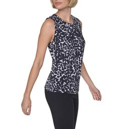 Womens DKNY Sleeveless Pleat Neck Abstract Back Keyhole Blouse