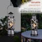 Alpine Small Silver Lantern D&#233;cor w/ LED Lights & Timer - image 8
