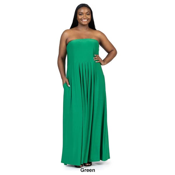 Plus Size 24/7 Comfort Apparel A-Line Strapless Maxi Dress