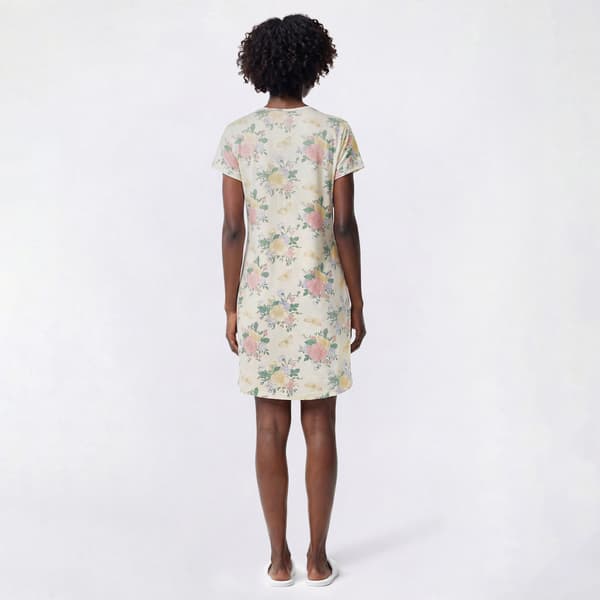 Womens Charmour Short Sleeve Floral Lace Trim V-Neck Nightshirt