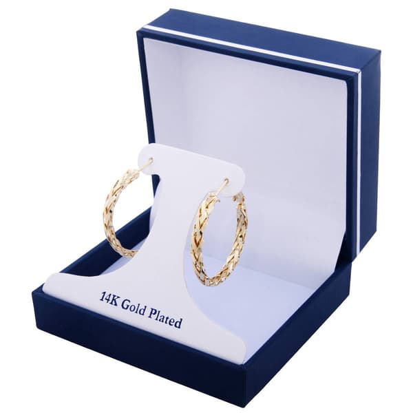 14kt. Gold Over Brass 30mm Braided Hoop Earrings