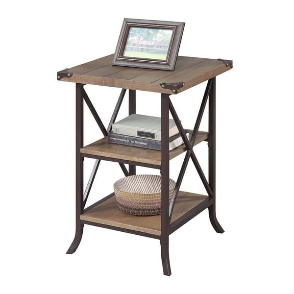Convenience Concepts Brookline End Table with Shelves - Brown