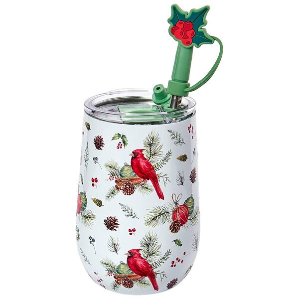 Gourmet Home Stainless Steel Cardinal Wine Tumbler with Straw - image 