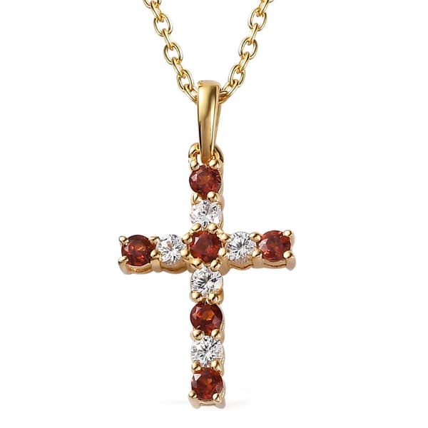 Gemstone Classics(tm) Garnet & Created Sapphire Cross Pendant - image 