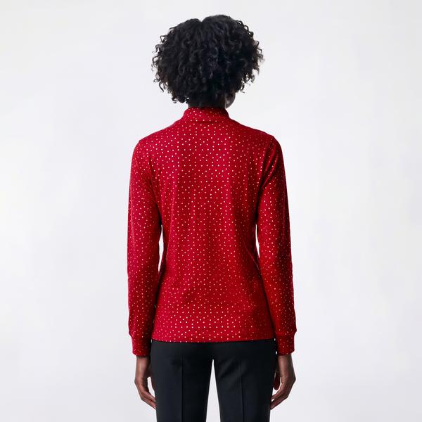 Petite Hasting & Smith Long Sleeve Metallic Dot Mock Neck Tee