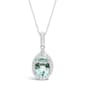 10kt. White Gold Oval Aquamarine 1/6ctw. Diamond Pendant - image 1