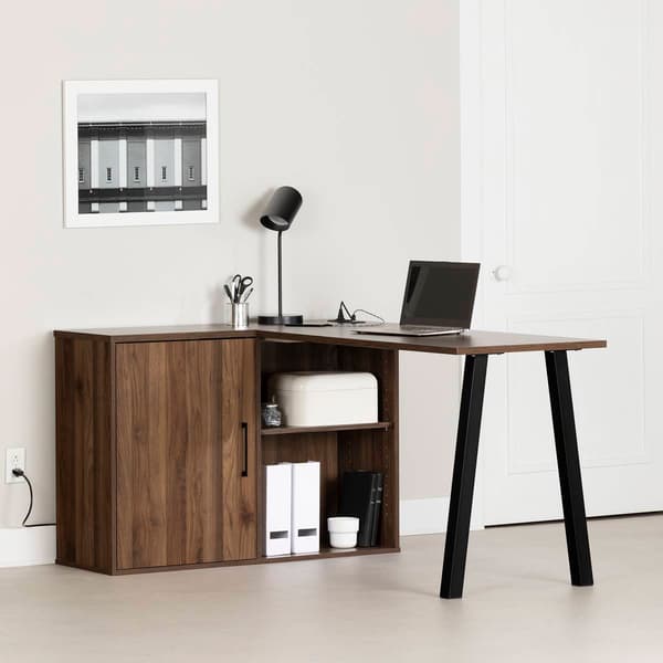 South Shore Zolten Natural Walnut L-Shaped Desk