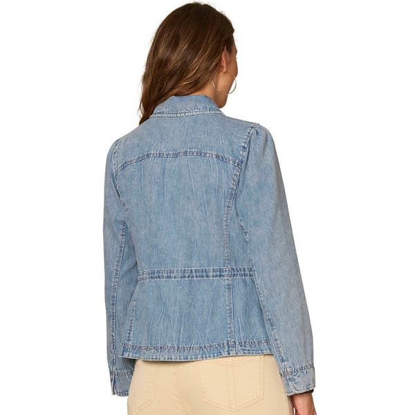 Womens Democracy Long Sleeve Snap Button Denim Jacket