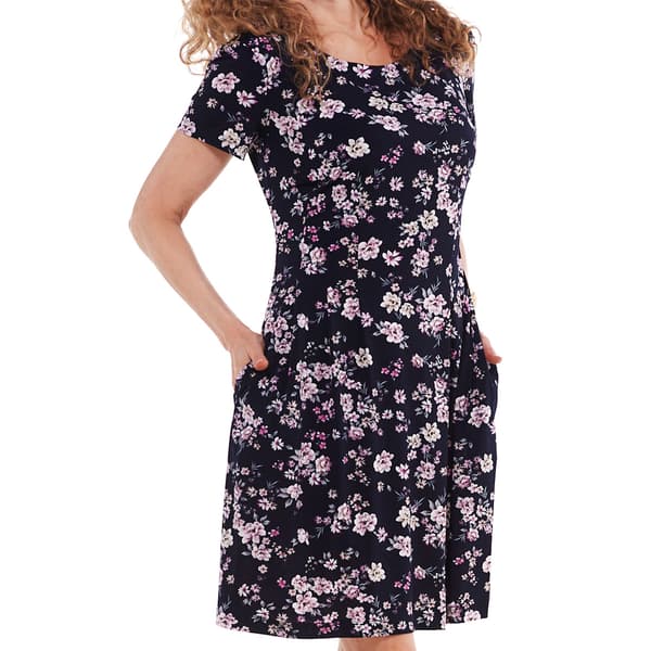 Womens Connected Apparel Short Sleeve Sheath Dress w/Pockets