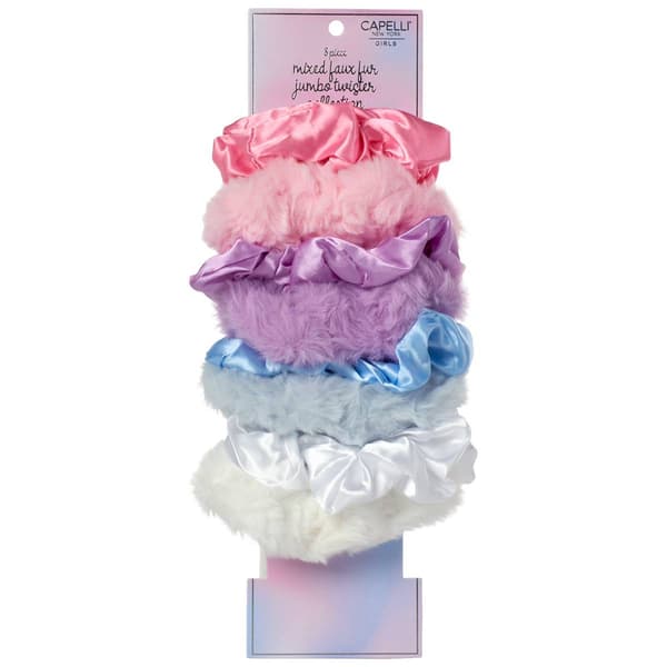 Girls Capelli(R) New York 8pc. Satin & Fuzzy Twister Scrunchies - image 