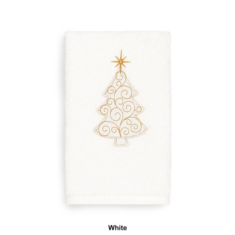 Linum Home Textiles Christmas Scroll Tree Hand Towel