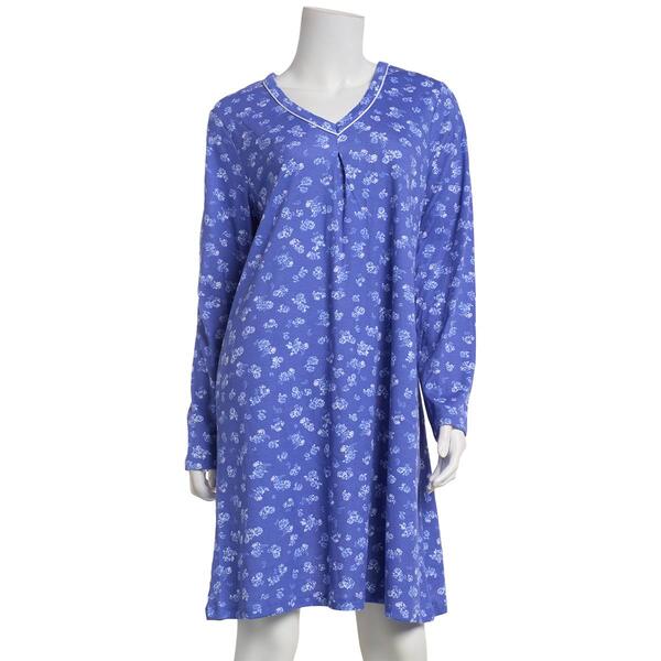 Womens Karen Neuburger Riviera Ditsy V-Neck Nightshirt - image 