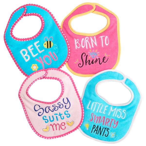 Baby Girl Playtex 4pk. Sassy Bee Shine and Smarty Bibs - image 