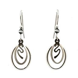 Silver Forest Silver-Tone Squiggles In Ovals Dangle Earrings