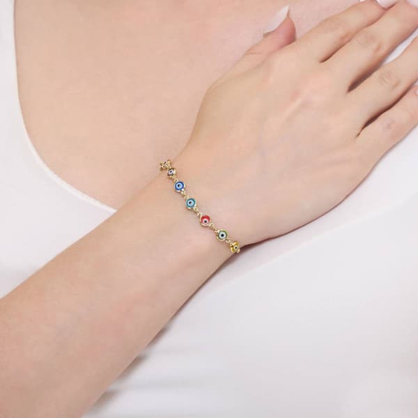Athra 14kt. Gold over Brass Guardian Eye Bracelet