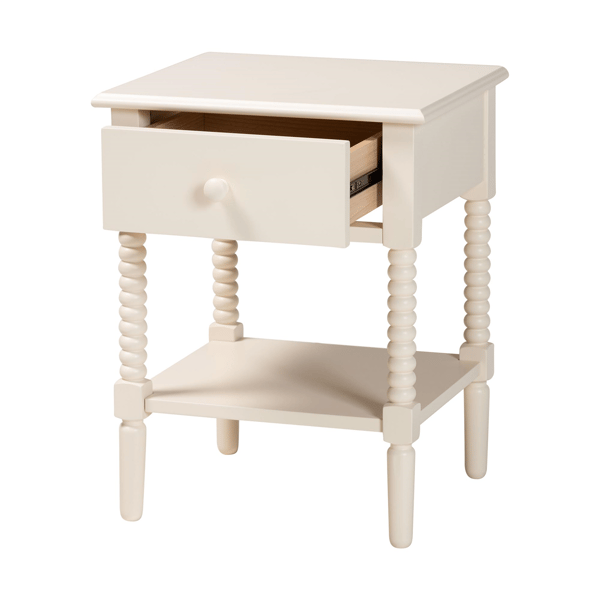 Baxton Studio Braith Farmhouse Ivory Wood 1-Drawer Nightstand - image 