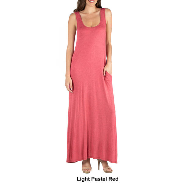 Womens 24/7 Comfort Apparel Scoop Neck Maxi Dress With Pockets