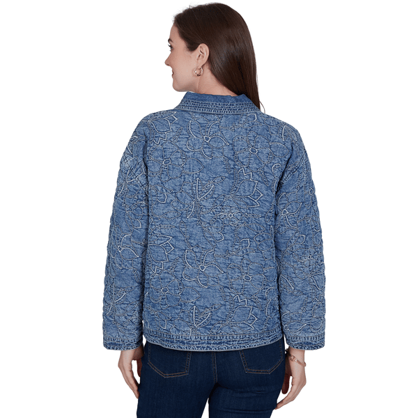Petite Ruby Rd. Game of Luxe Quilted Floral Denim Jacket