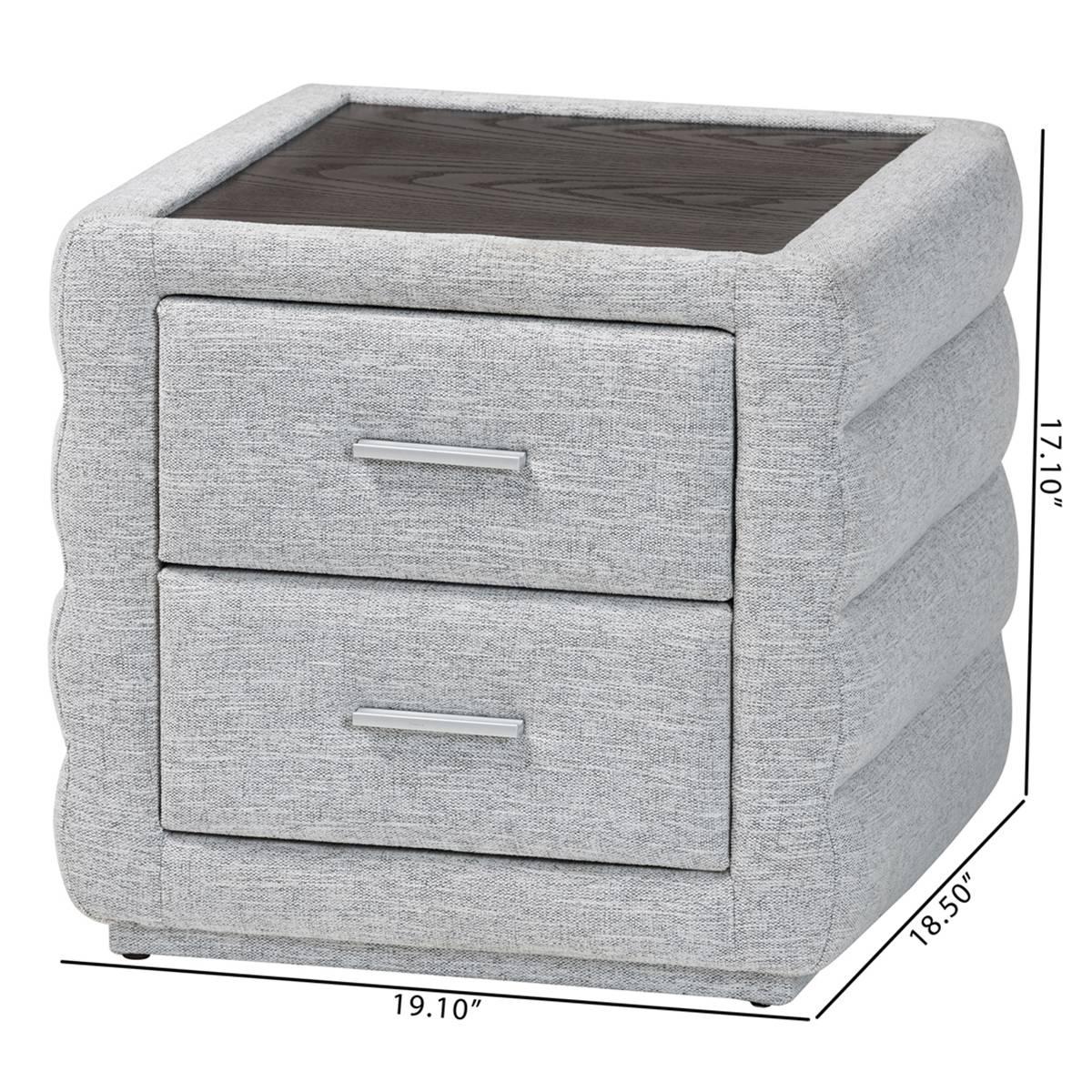 Baxton Studio Cadmus Modern Channel Tufted Fabric Nightstand