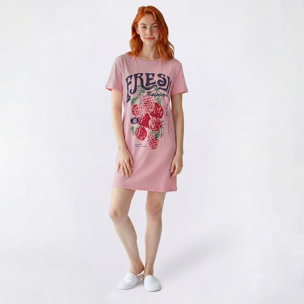 Juniors Sleep & Co. Short Sleeve Fresh Raspberries Nightshirt - image 