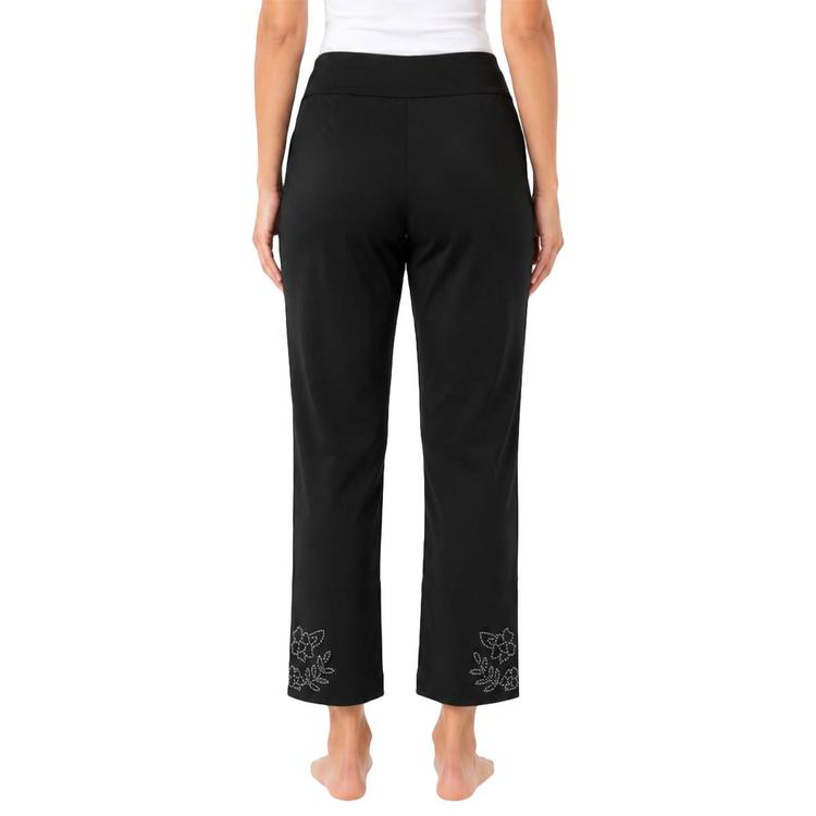 Womens Zac & Rachel Pull On Embellished Hem Pants