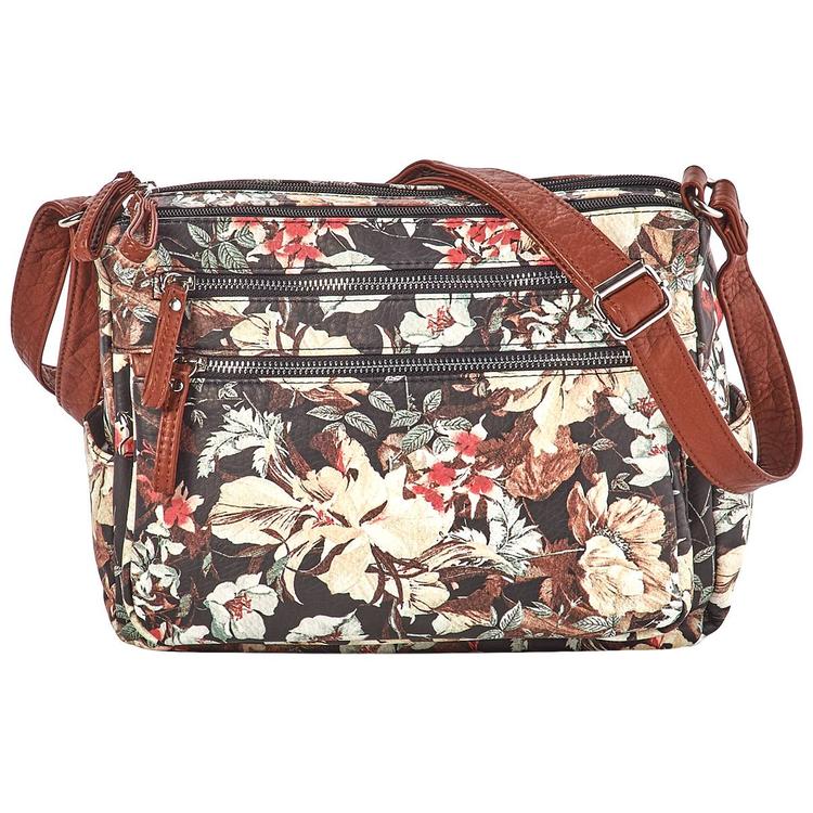 Bueno Multi-Zip Floral Camera Washed Hobo