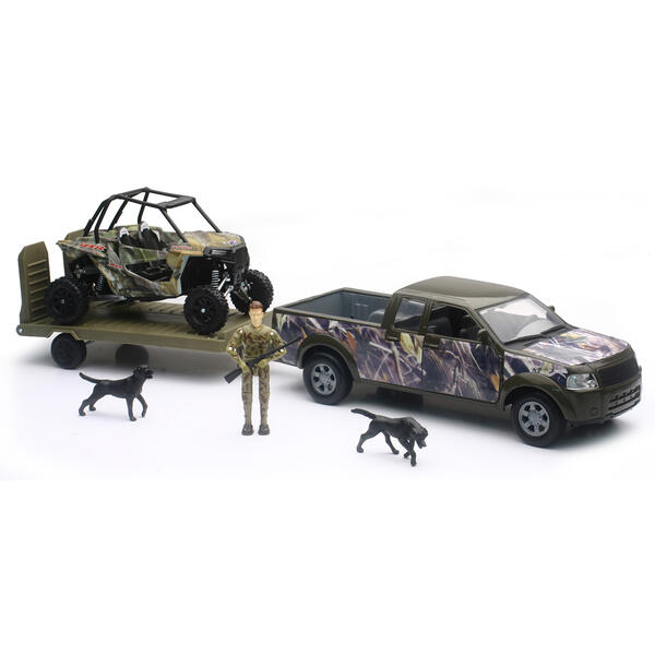 New Ray Green Camo Pickup Truck with Polaris Razor and Figure Set - image 