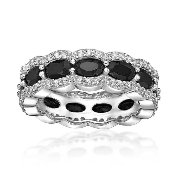 Gemminded Sterling Silver Black Onyx & White Sapphire Ring