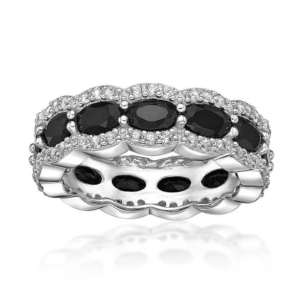 Gemminded Sterling Silver Black Onyx & White Sapphire Ring - image 