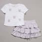 Girls (7-16) No Comment Short Sleeve Bow Tee w/ Tiered Skort Set - image 1