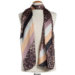 Womens Renshun Leopard Stripe Silk Oblong Scarf