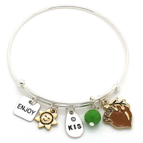 Symbology Acorn Charm Expandable Wire Bangle Bracelet - image 
