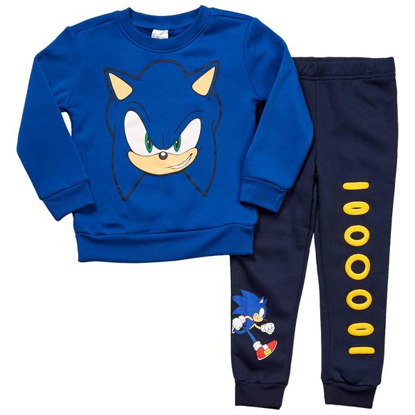 Boys (4-7) Sonic Sweatshirt & Gold Rings Jogger Set - Blue/Navy - image 