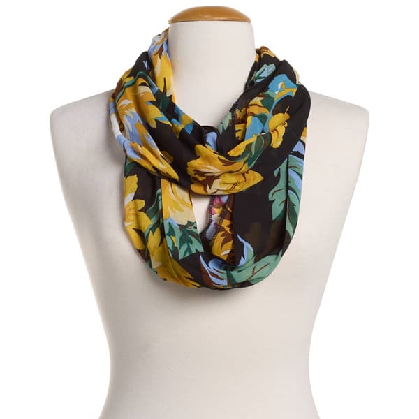 Womens Renshun Beautiful Floral Silk Loop Scarf - image 
