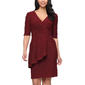 Womens SLNY Elbow Sleeve Metallic Knit Surplice Dress - image 1