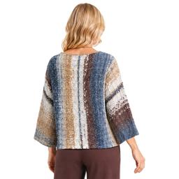 Plus Size Ali Miles 3/4 Sleeve Textured Vertical Stripe Sweater