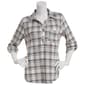 Plus Size Emily Daniels 3/4 Sleeve Plaid Hacci Blouse- Grey/Ivory - image 2