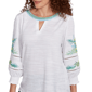 Womens Ruby Rd. Paradise Cove Solid Embroidered Blouse - image 5
