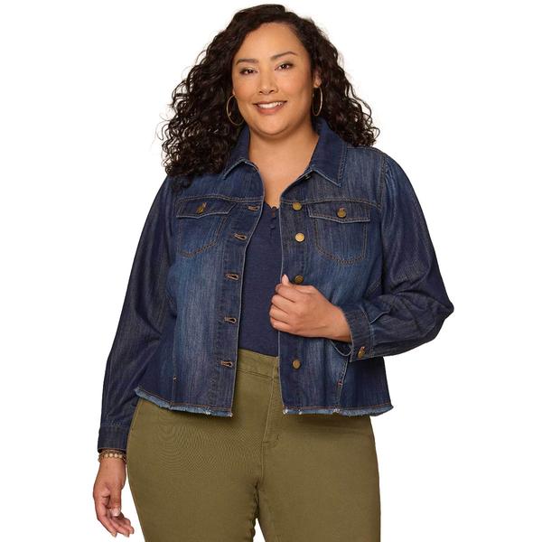 Plus Size Democracy Long Sleeve Button Up Puff Sleeve Jacket W/