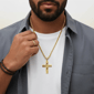 Mens Iron Saints 18kt. Gold Plated Cross Pendant Necklace - image 6
