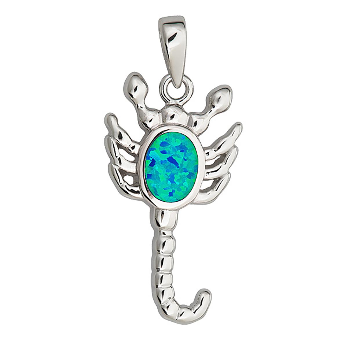 Gemstone Classics™ Silver & Created Opal Scorpion Necklace
