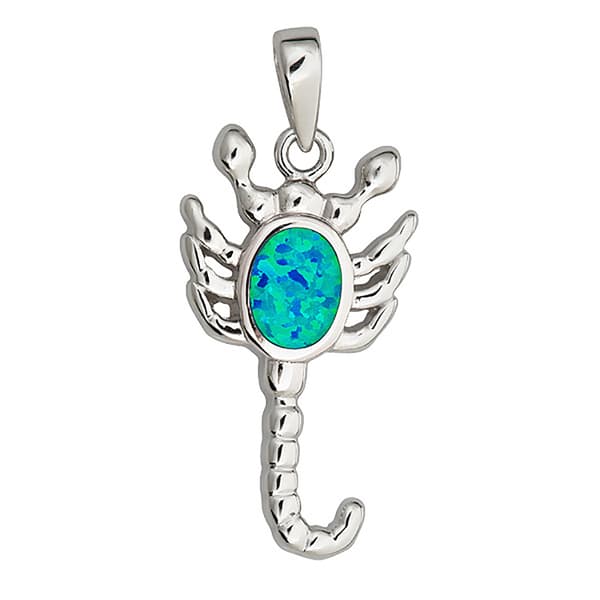 Gemstone Classics&#8482; Silver & Created Opal Scorpion Necklace