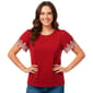Womens Emily Daniels Puff Sleeve Eyelet Scallop Trim Blouse - image 1