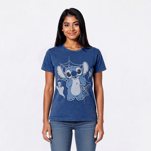 Juniors Freeze Mineral Wash Stitch Ghost & Web Boyfriend Tee - image 