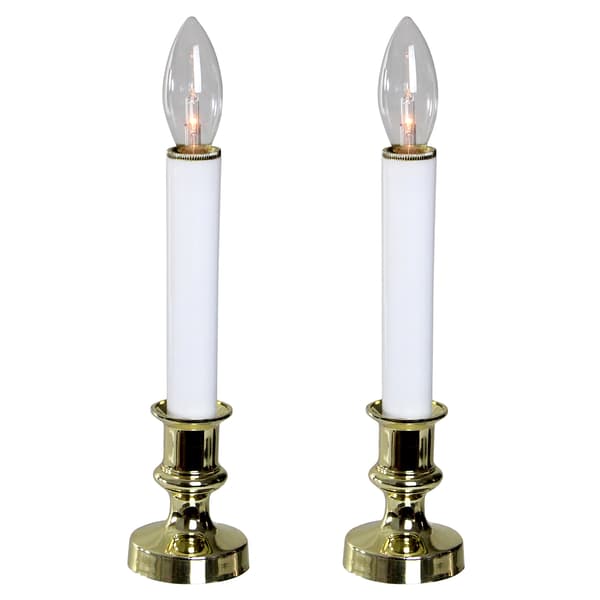 Northlight Seasonal Set of 2 White & Gold Christmas Candle Lamps - image 
