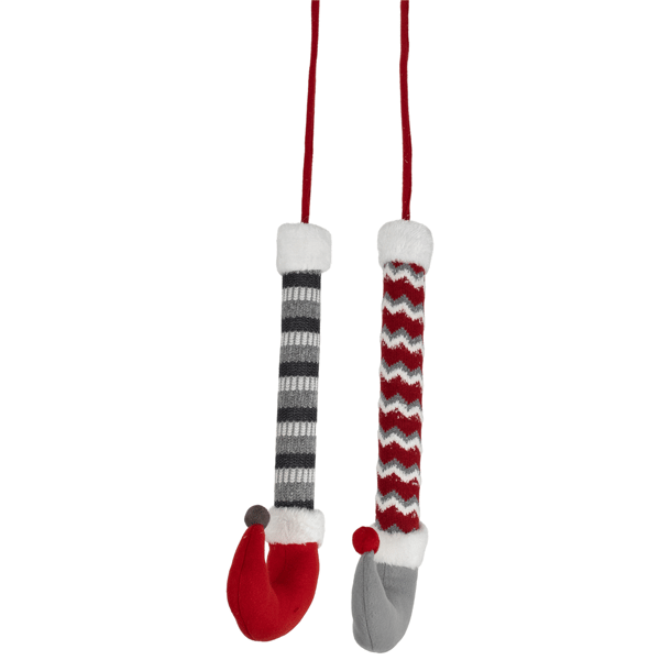 Northlight Grey & Red Plush Elf Leg Christmas Picks - Set of 2 - image 