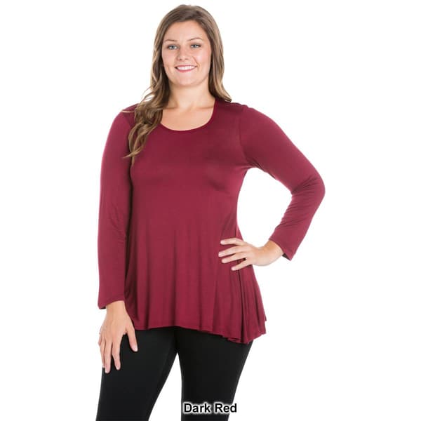 Plus Size 24/7 Comfort Apparel Poised Long Sleeve Swing Tunic