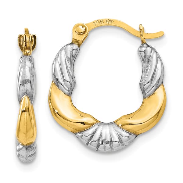 Gold Classics(tm) 14kt. Gold Hollow Scalloped Hoop Earrings - image 